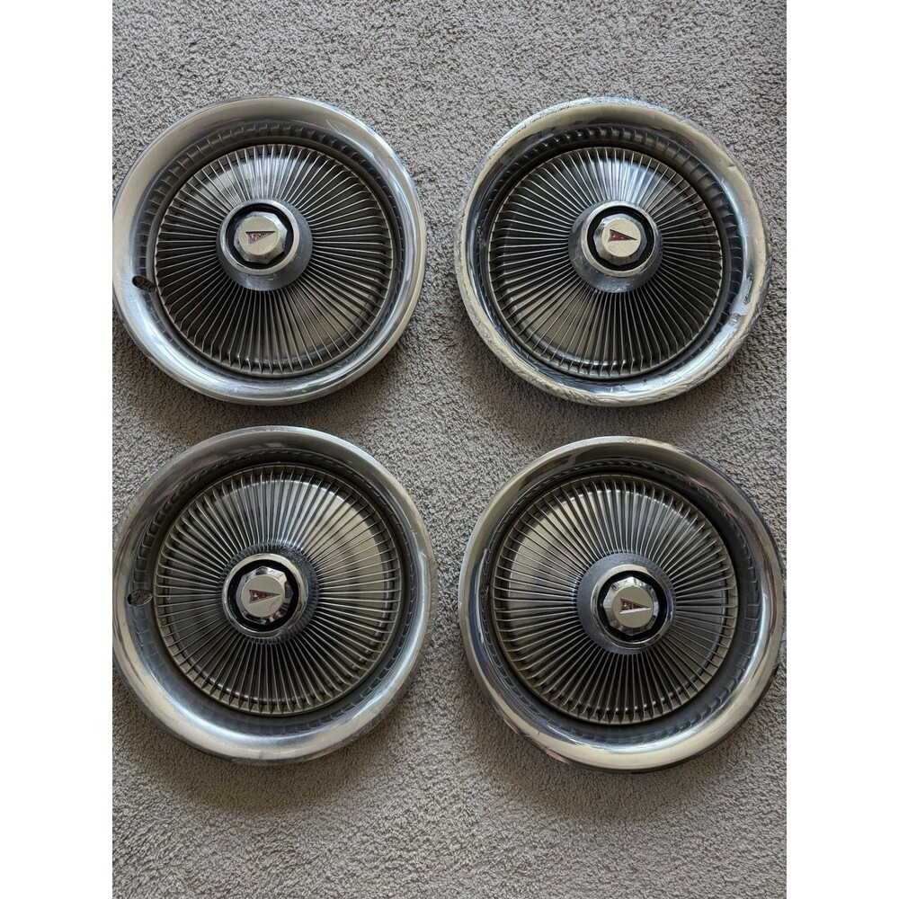 Vintage Pontiac 14” Wire Spinner Hubcaps Wheel Covers Set of 4 OEM